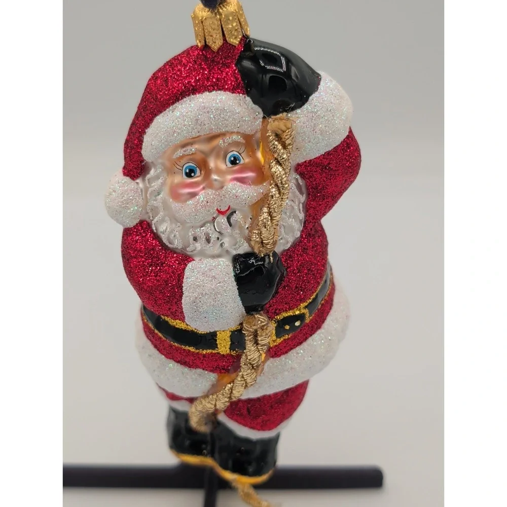 Lao Mai Blown Glass Santa Claus Climbing Rope Christmas Ornament Vintage 1985 5